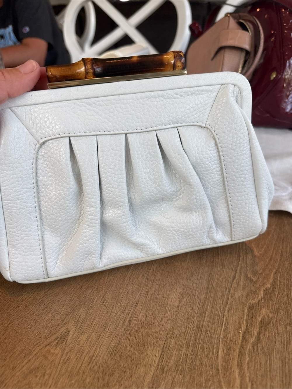 NWOT Elaine Turner White Woven Leather  Clutch Bag Purse
